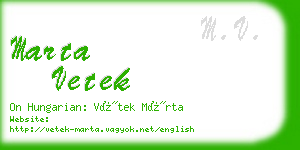 marta vetek business card